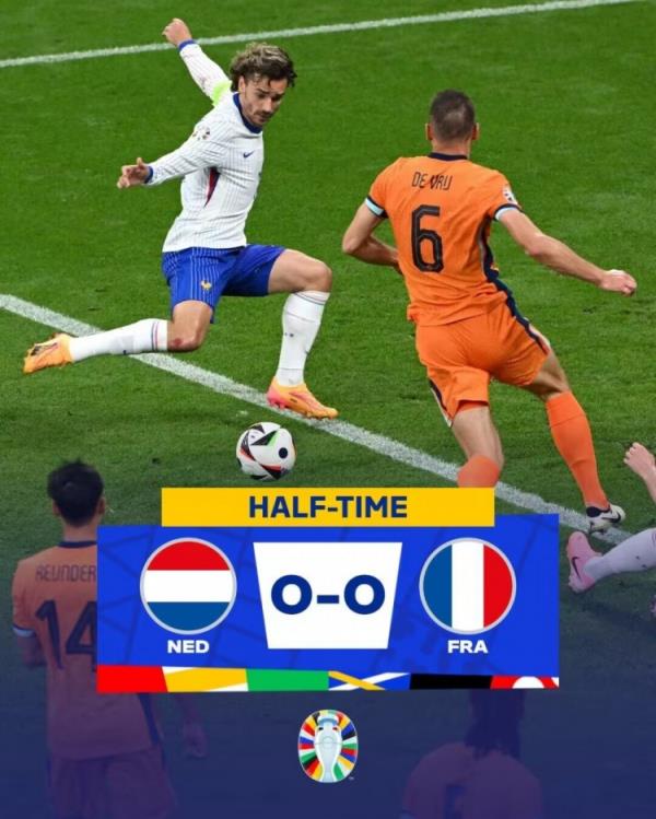 半场-格列兹曼失空门图拉姆失单刀 荷兰暂0-0法国