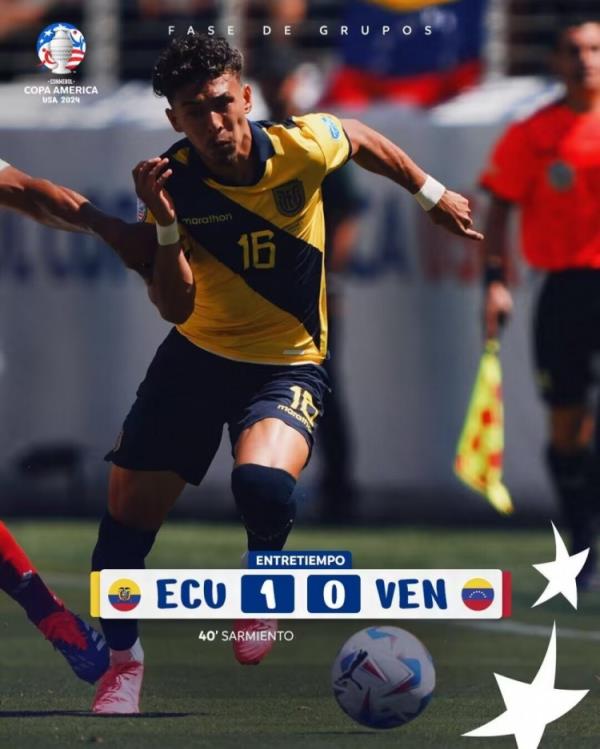 半场-10人厄瓜多尔暂1-0委内瑞拉 萨米恩托破门恩纳-瓦伦西亚染红